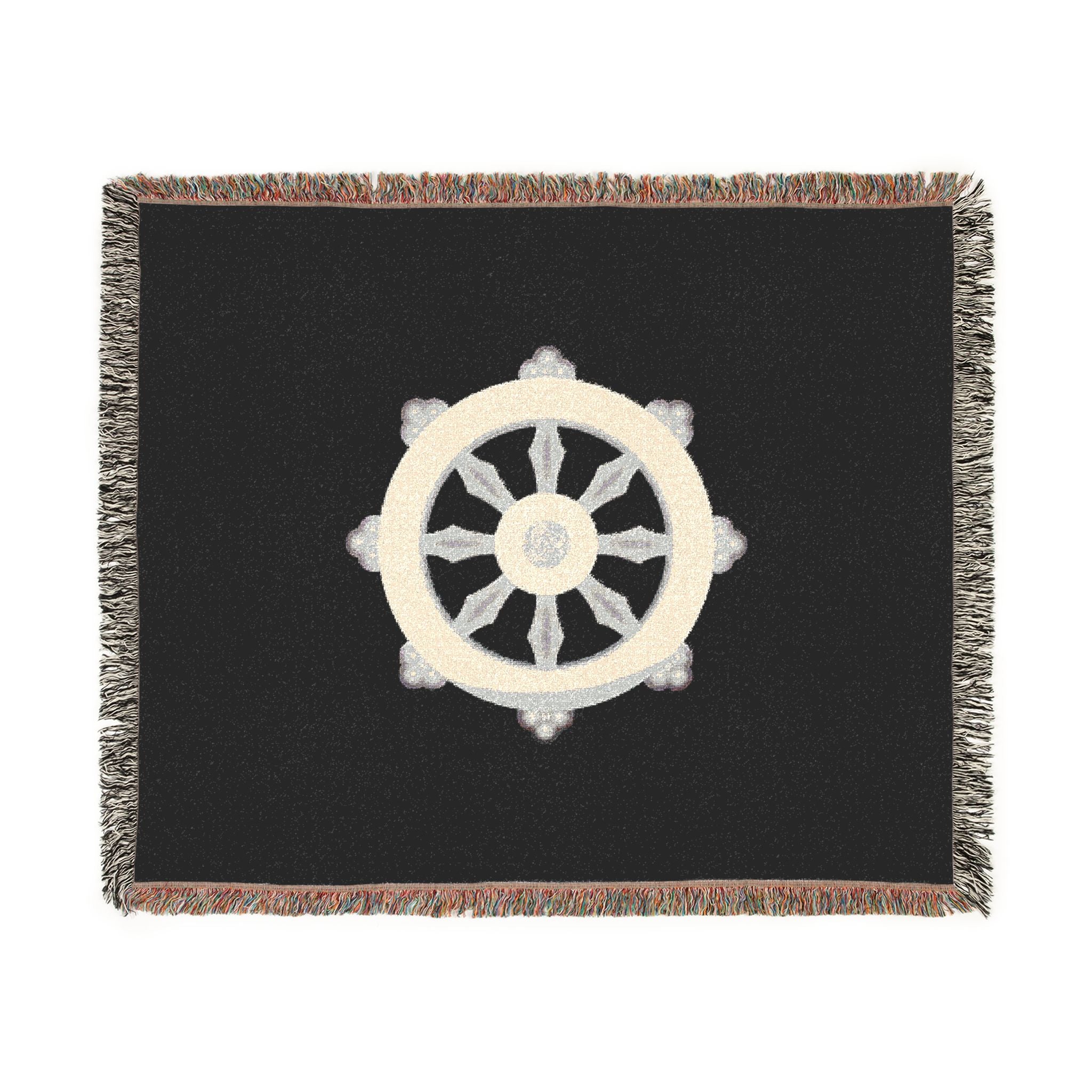 Zen Dharma Wheel Blanket Black
