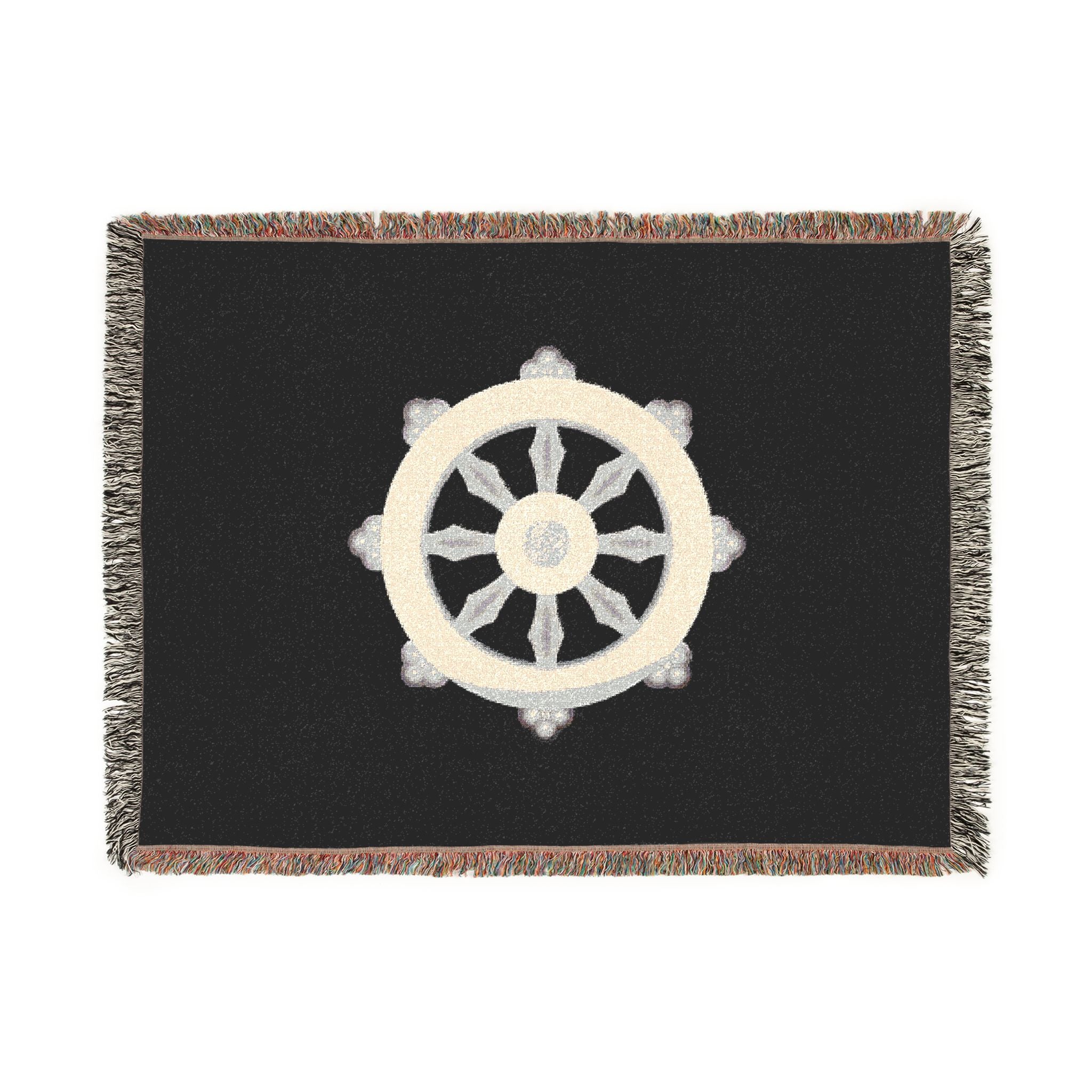 Zen Dharma Wheel Blanket Black