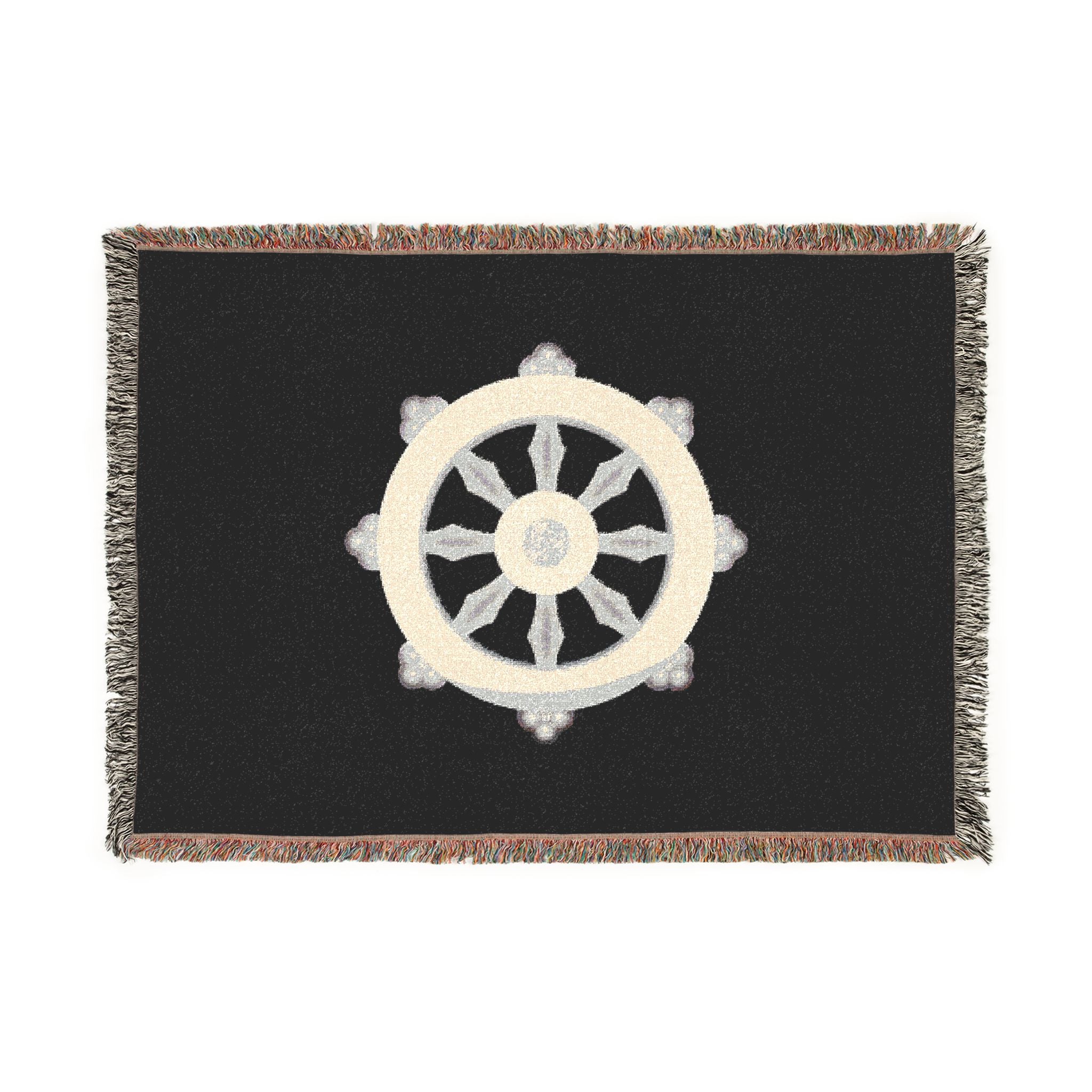 Zen Dharma Wheel Blanket Black