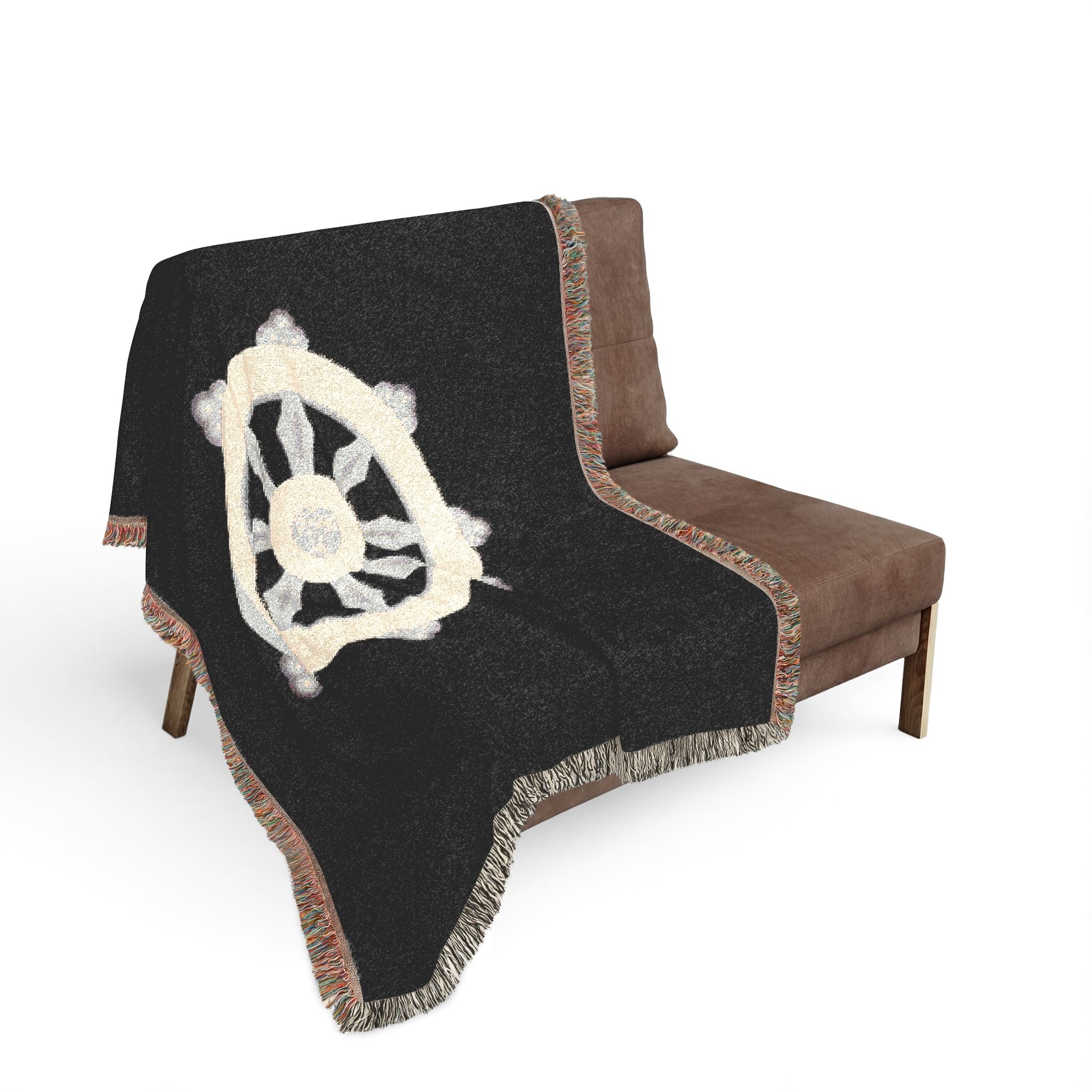 Zen Dharma Wheel Blanket Black