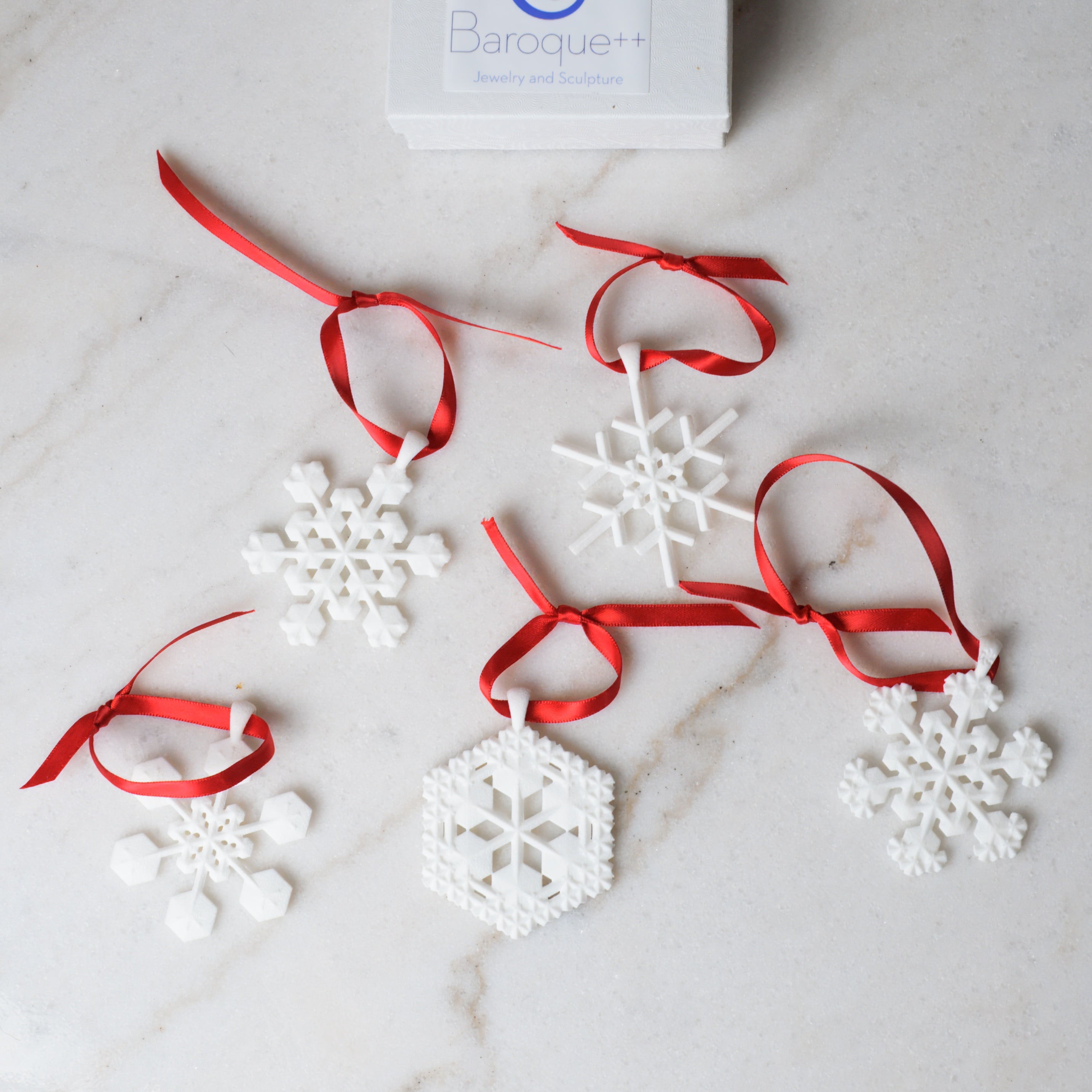 3d Printed Snowflake Batch #2 Set-Of-Five No Two Snowflakes Alike