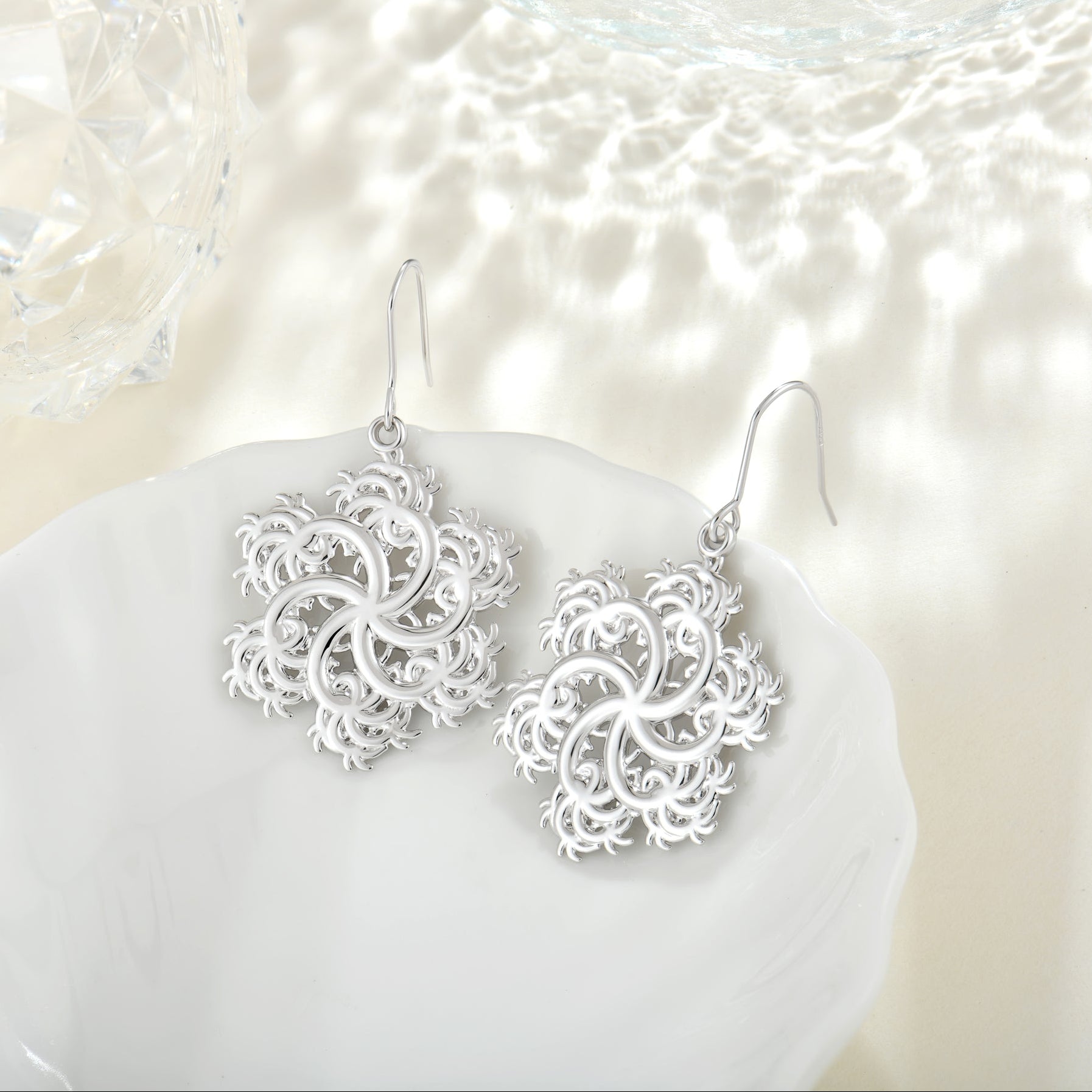 Six-Pointed Earrings Silver