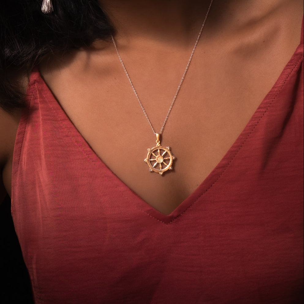 Dharmachakra (Dharma Wheel) Pendant Sterling Silver