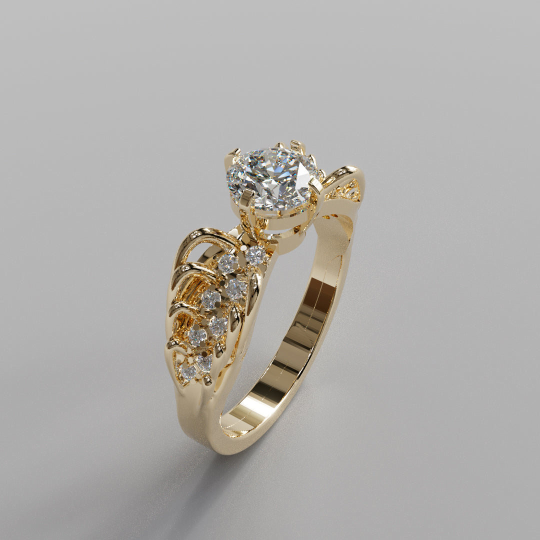 Flocking Gulls Diamond Ring in 14k gold