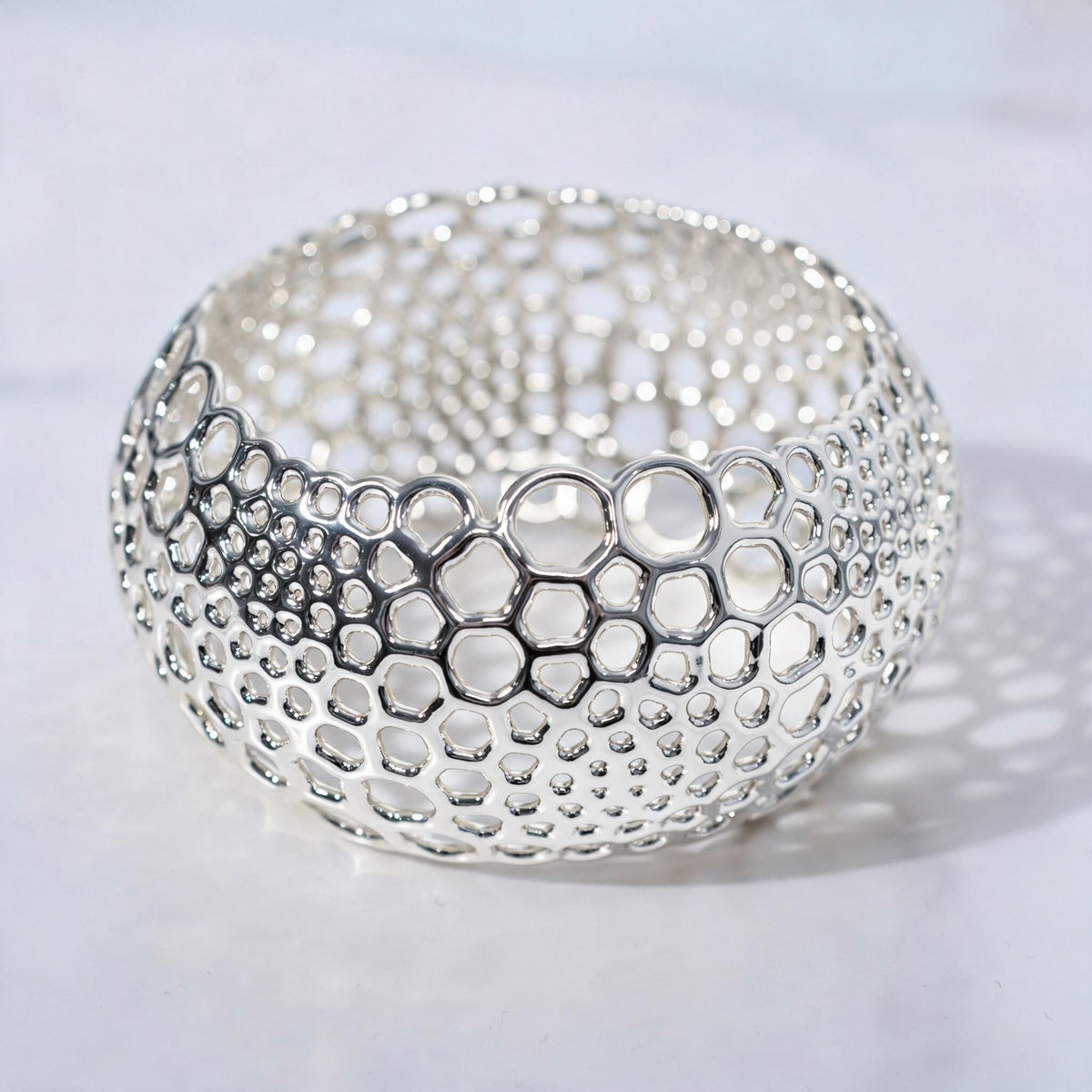 Foam Bangle, a textured bubble bracelet with soap-foam-like openings, by Baroque++