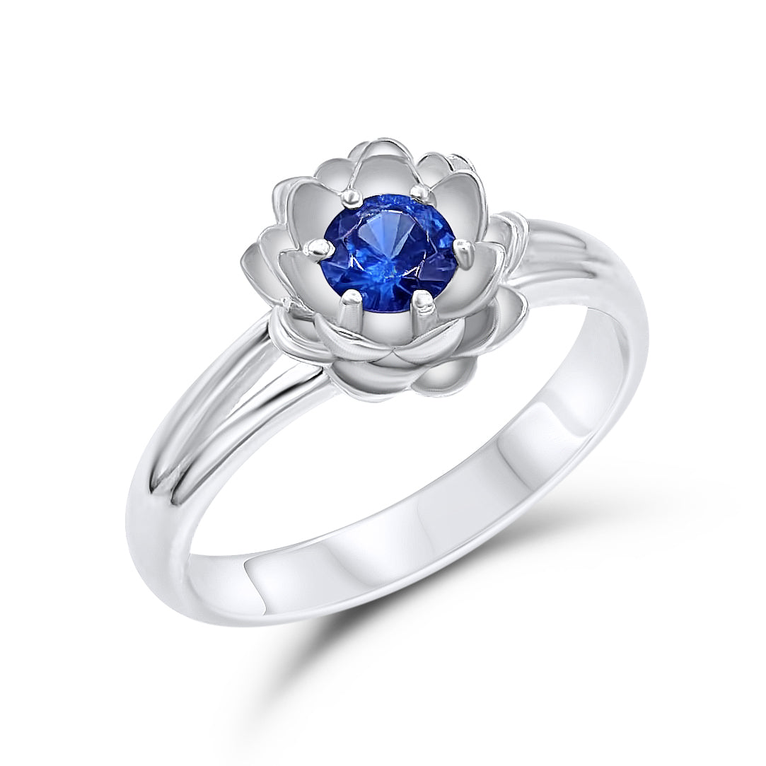 Lotus flower engagement ring in platinum, another view
