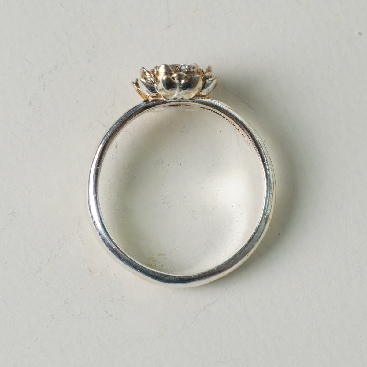 Lotus Engagement Ring in platinum, alternate view of the flower setting