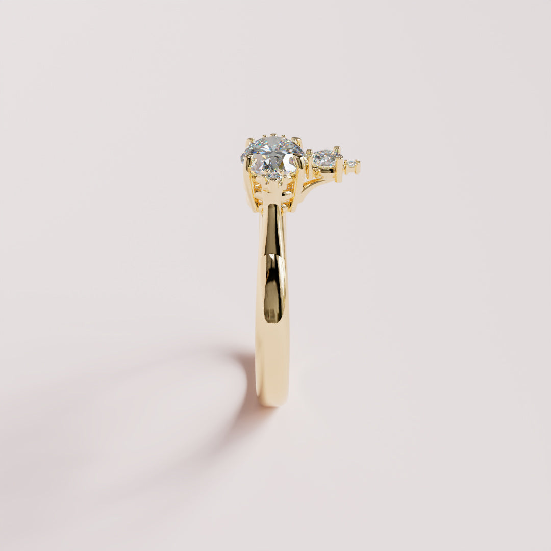 Mandelbrot Engagement Ring in gold, side view