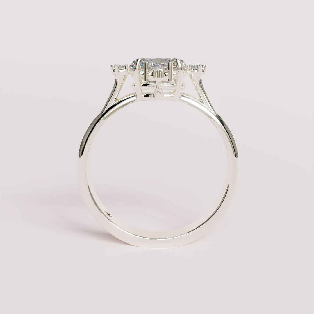 Mandelbrot Engagement Ring in platinum, front view
