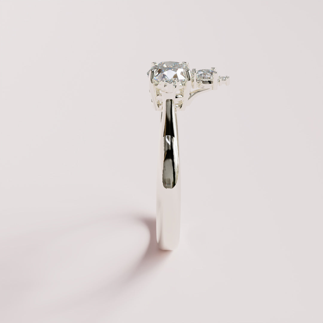 Mandelbrot Engagement Ring in platinum, side view