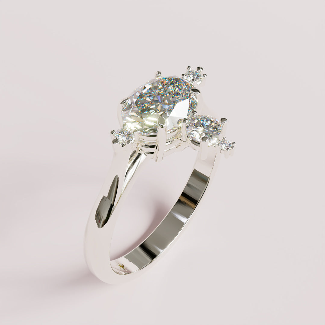 Mandelbrot Engagement Ring in platinum, three-quarter view