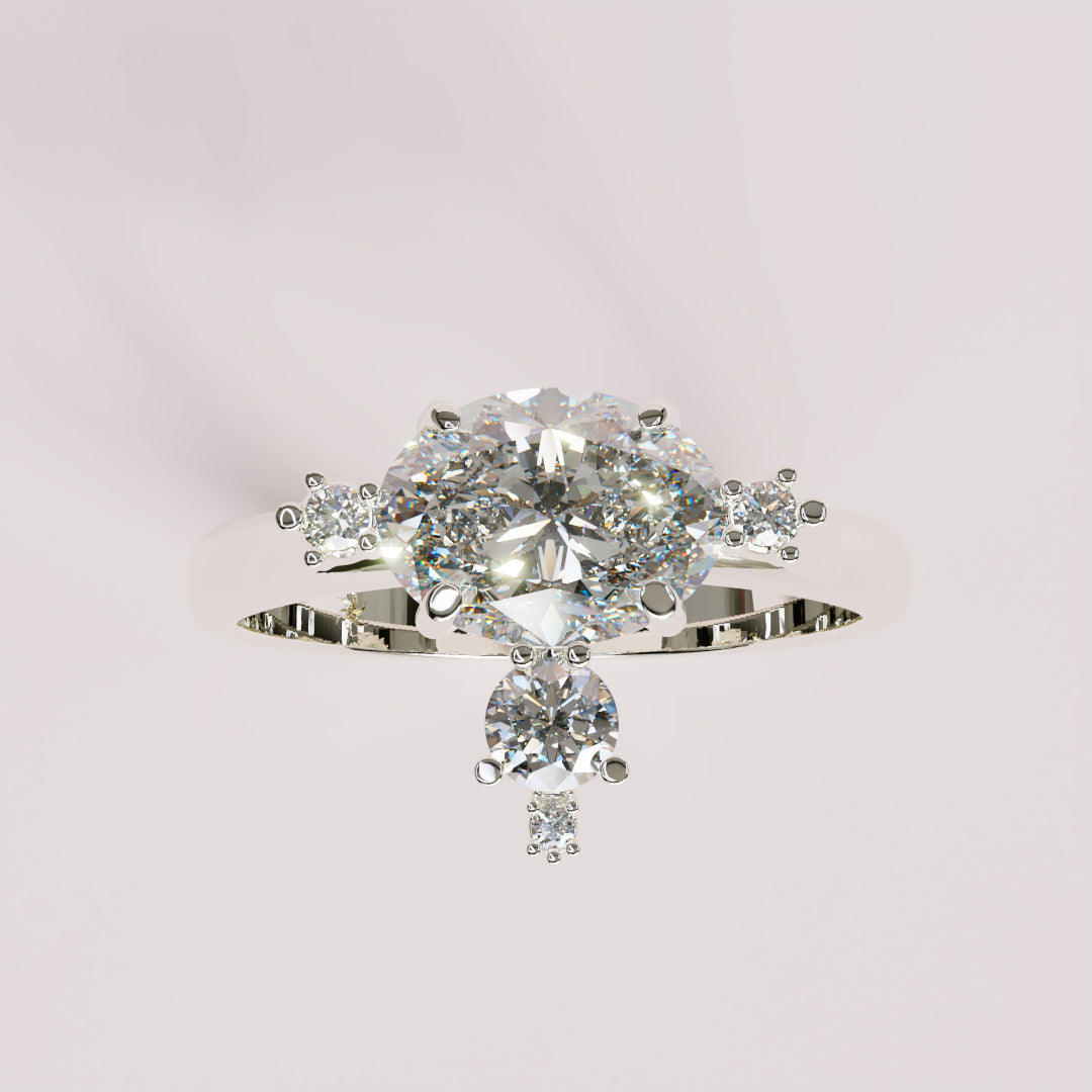 Mandelbrot Engagement Ring in platinum, top view