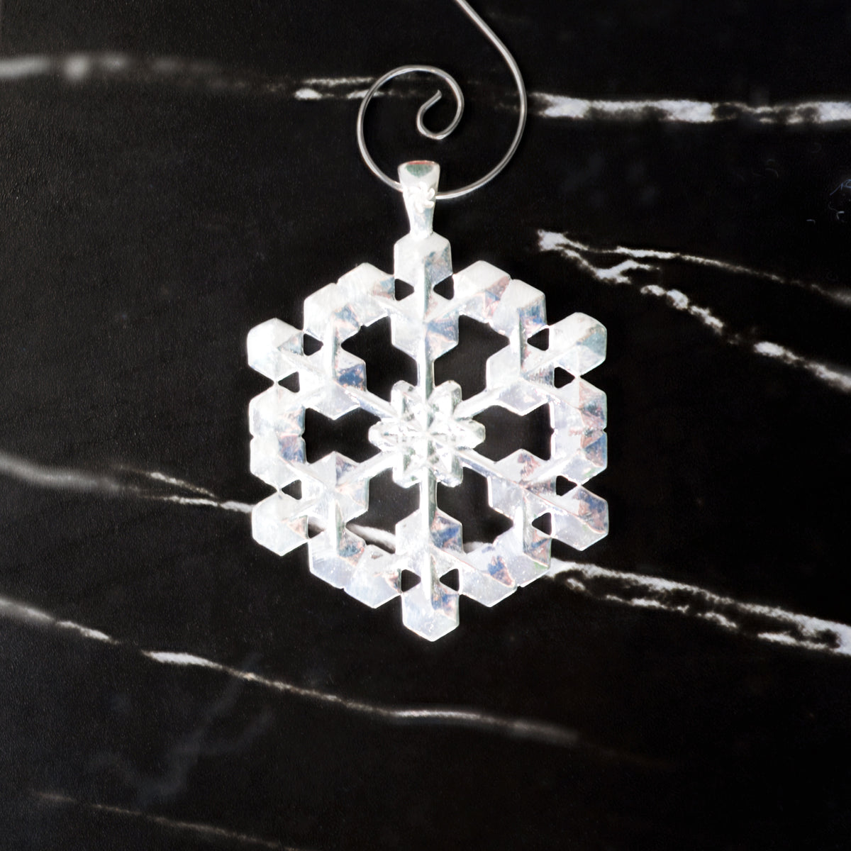 Sterling silver Snowflake Ornament No. 1, alternate view