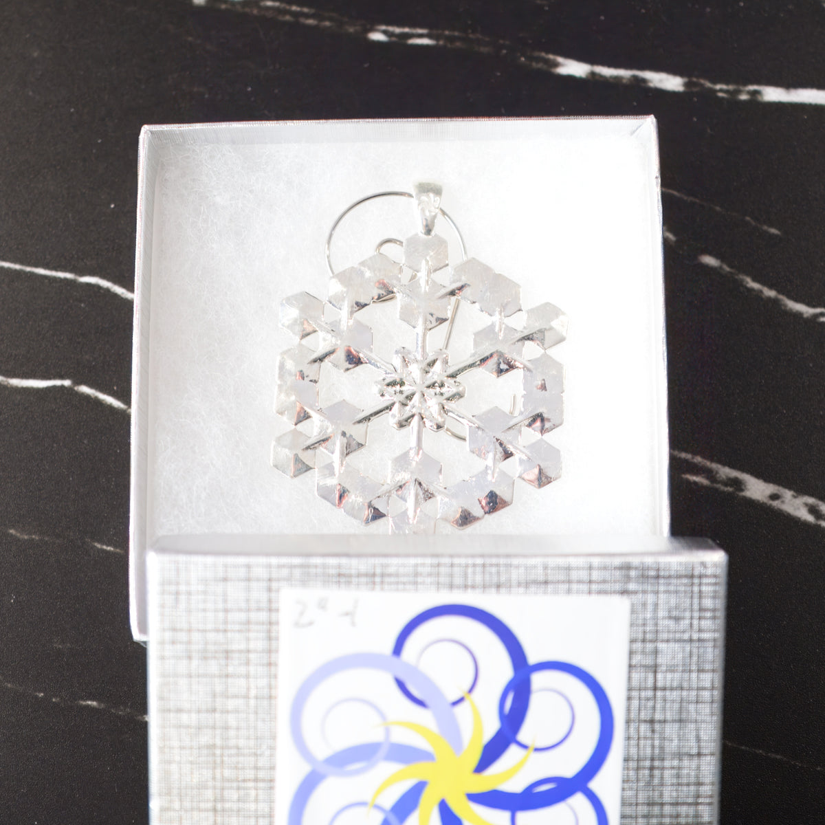 One-of-a-kind sterling snowflake ornament No. 1