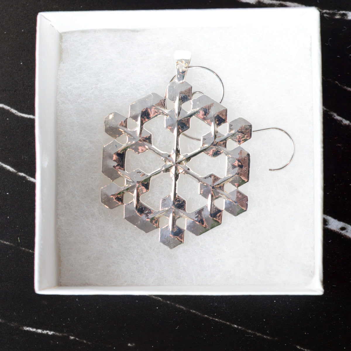 One-of-a-kind sterling snowflake ornament No. 2