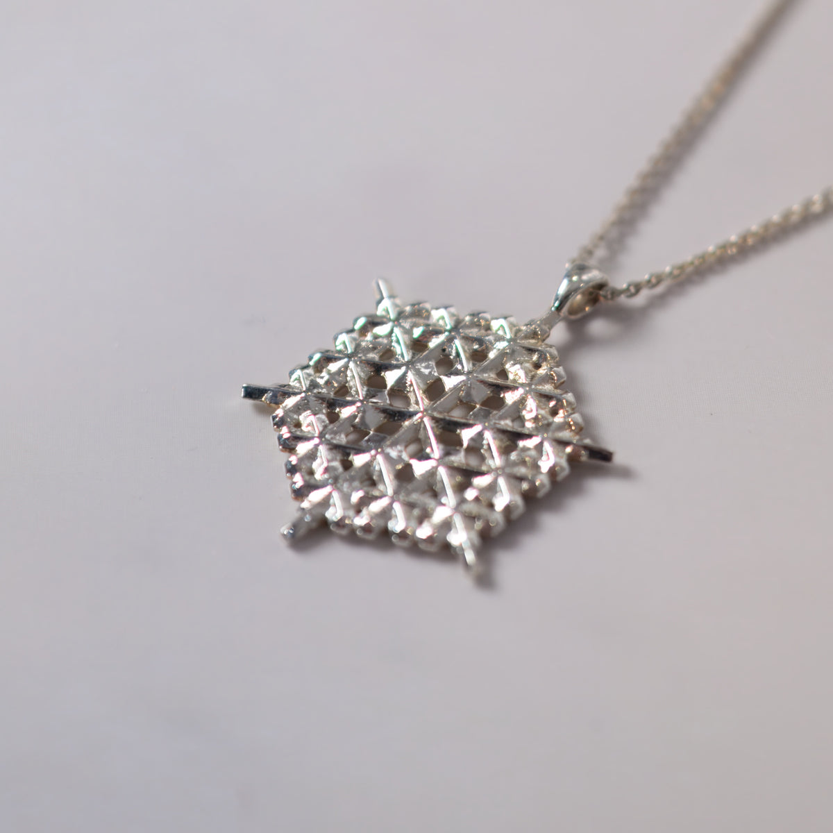 Sterling silver Snowflake Pendant No. 2, alternate view