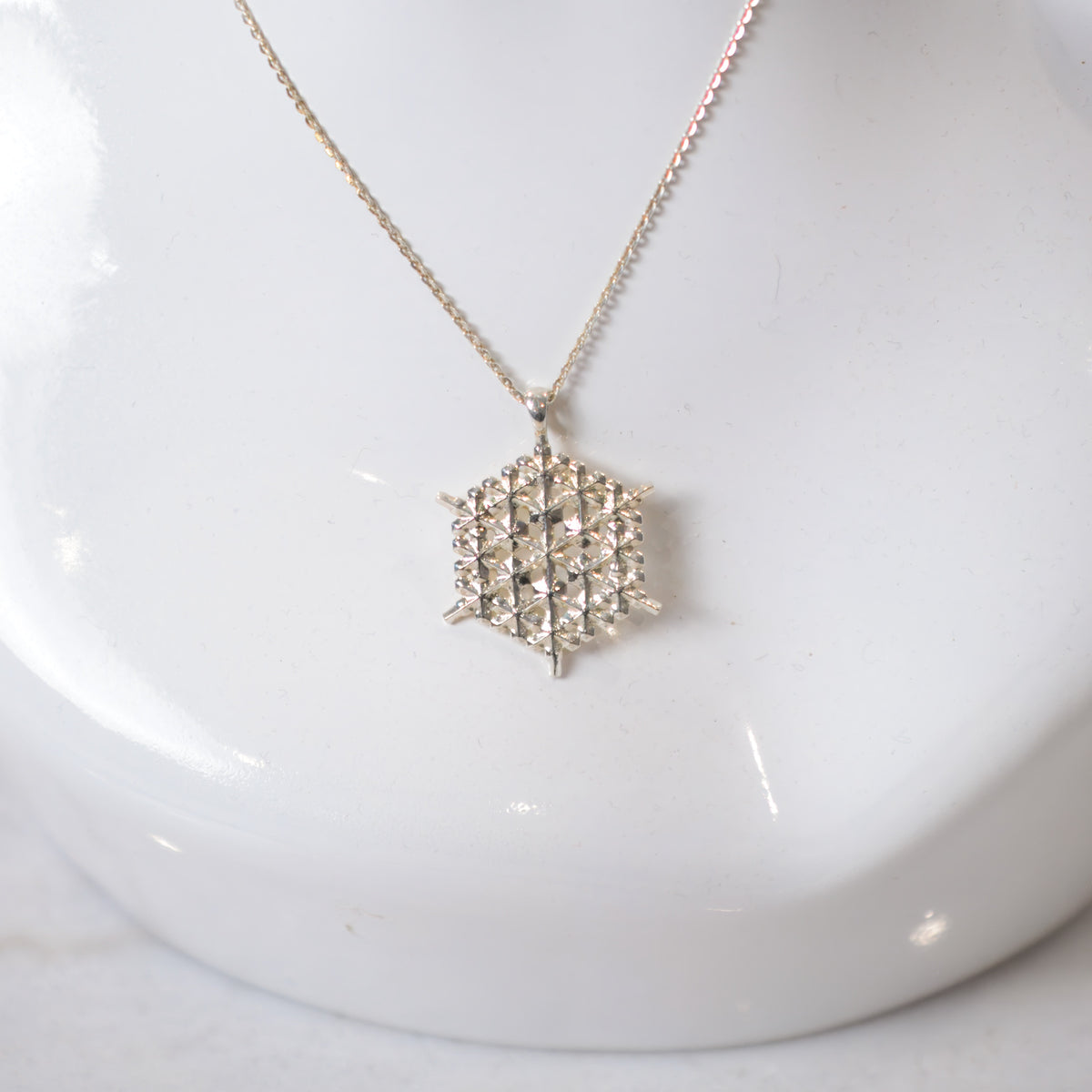 Silver snowflake necklace No. 2, another view