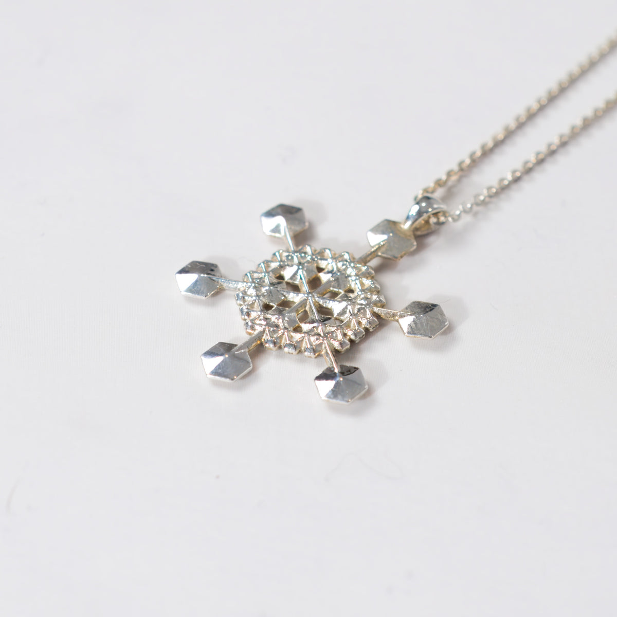 Sterling silver Snowflake Pendant No. 5, alternate view