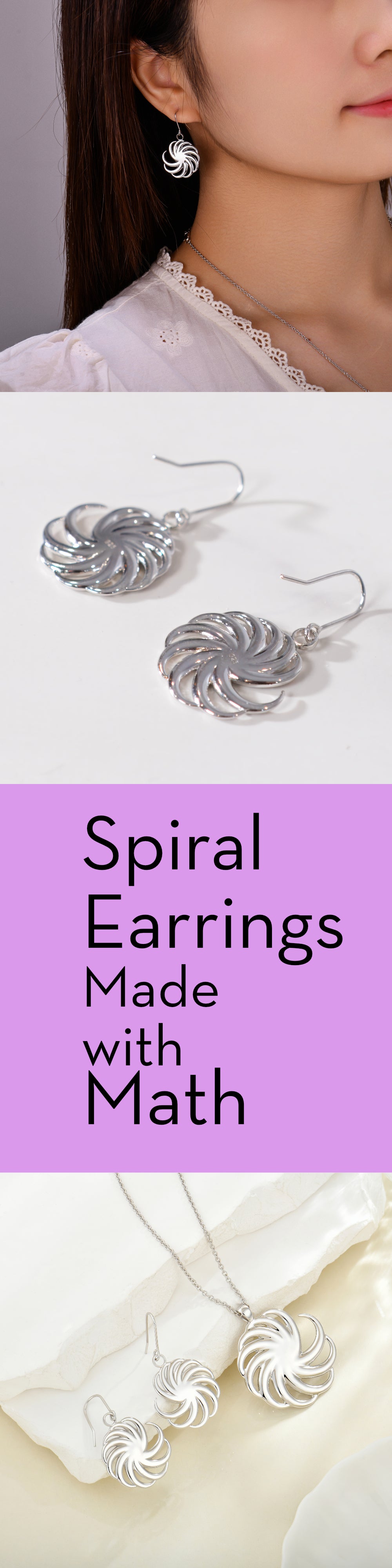 Spiral Earrings, ocean-inspired sterling silver dangles
