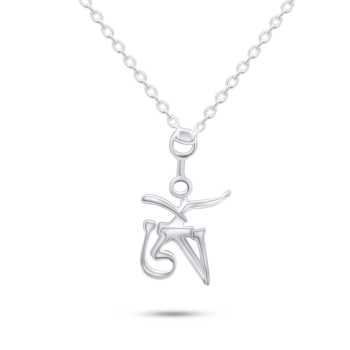 Silver Tibetan Om pendant on a white background