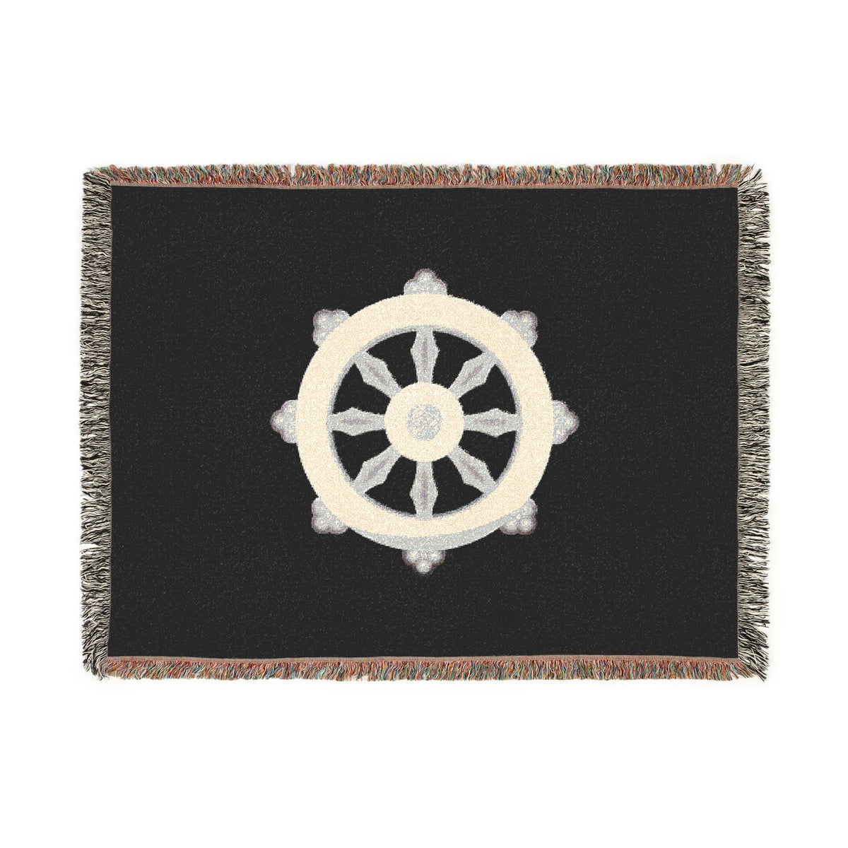 Zen Dharma Wheel Blanket Black