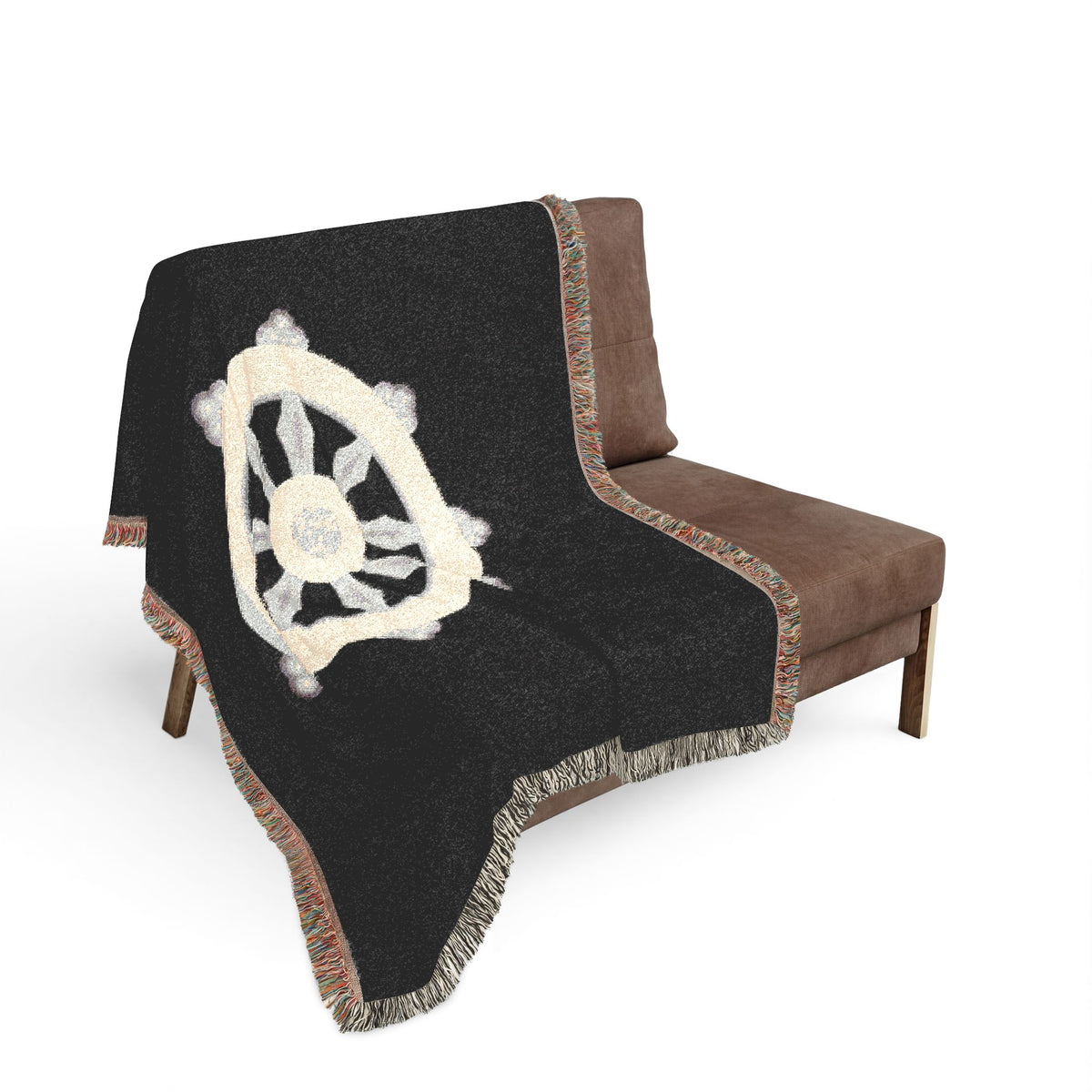 Zen Dharma Wheel Blanket Black