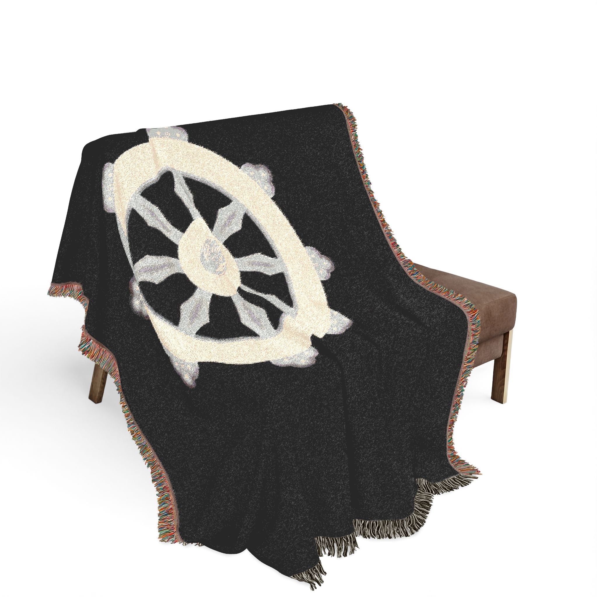 Zen Dharma Wheel Blanket Black