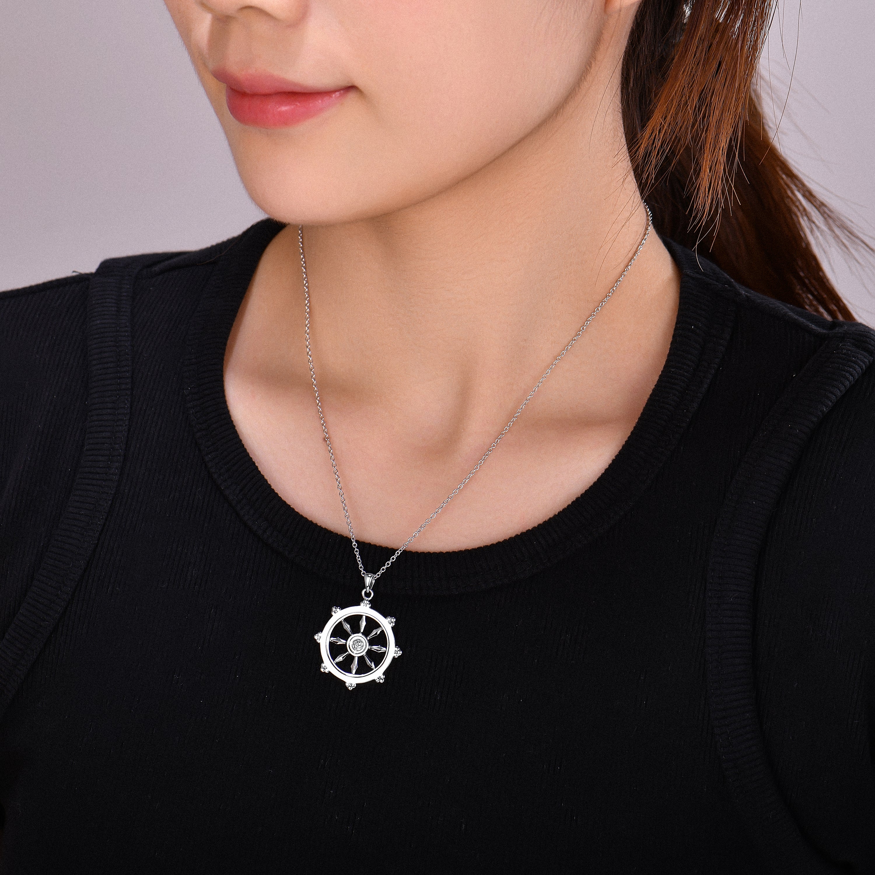 Dharmachakra (Dharma Wheel) Pendant Sterling Silver