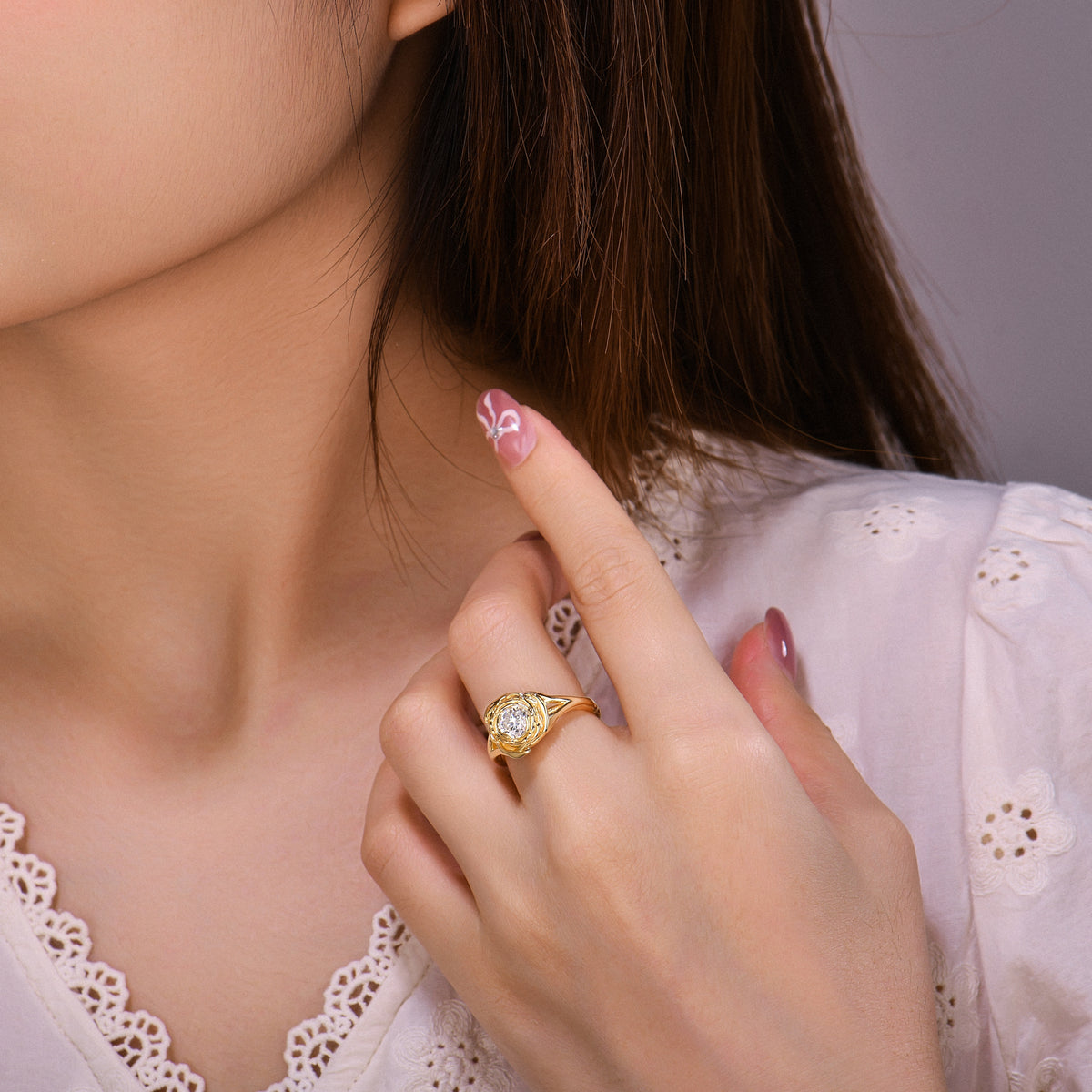 Andromeda celestial swirl solitaire engagement ring in gold
