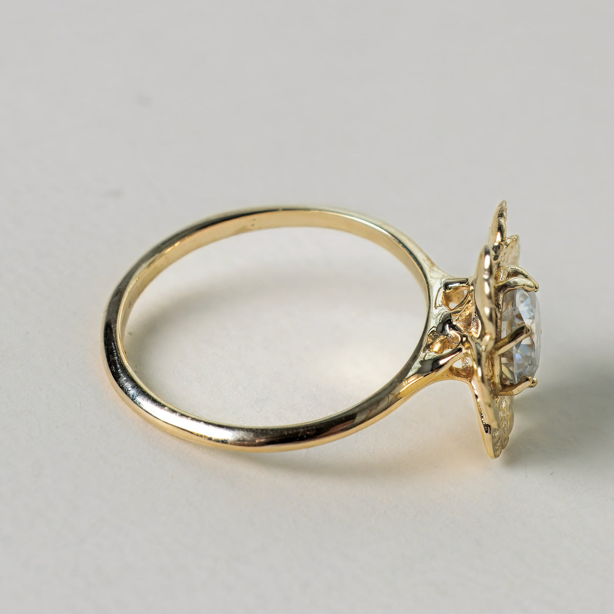 Nature-inspired Anemone engagement ring, another view