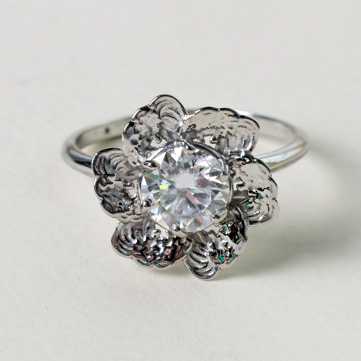 Anemone flower ring, a unique engagement ring, another view