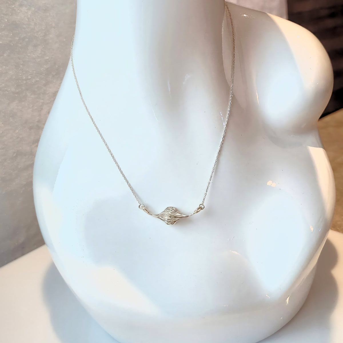 Confluence Necklace, nature-inspired silver pendant