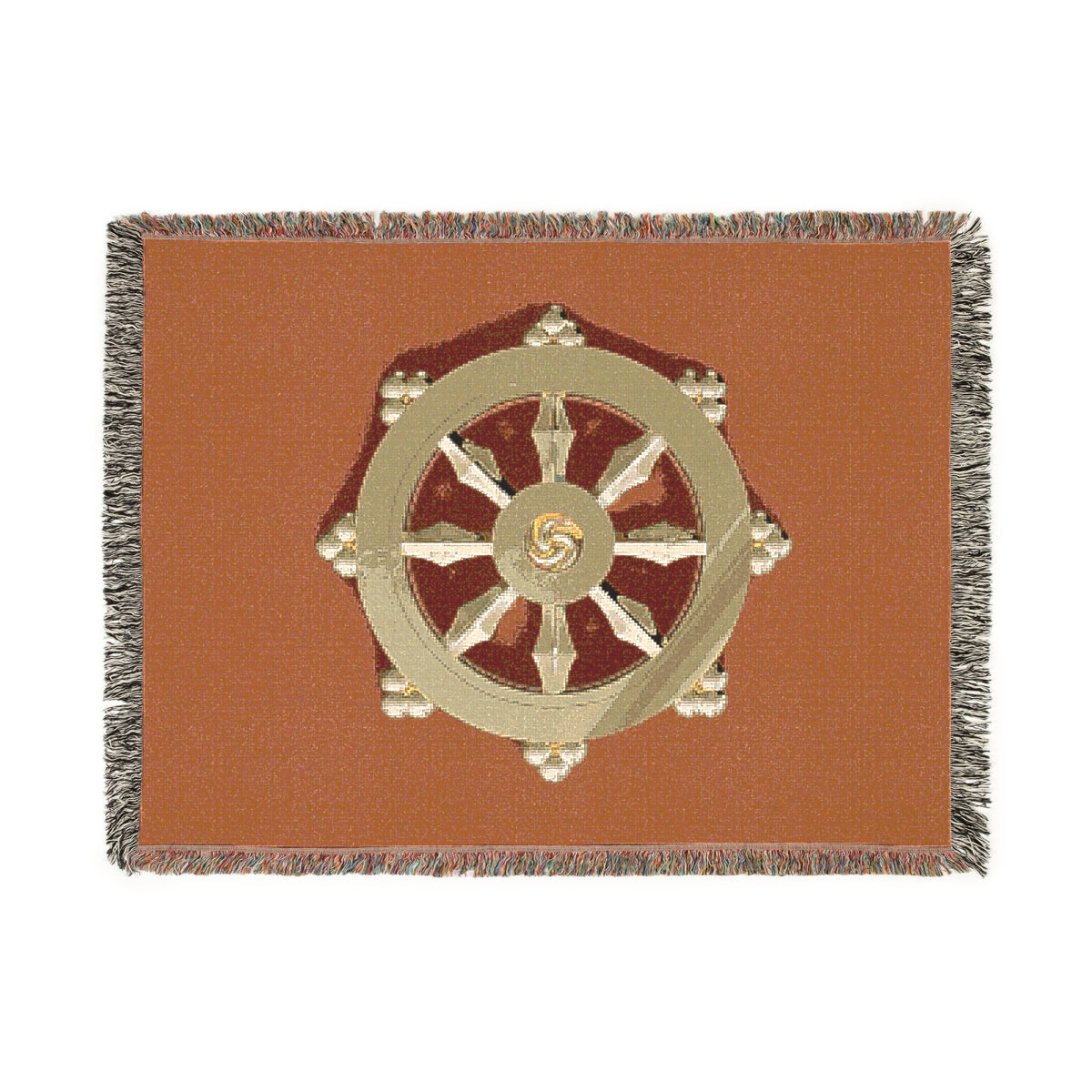 Dharma Wheel Blanket Buddhist Dharmachakra Woven Cotton