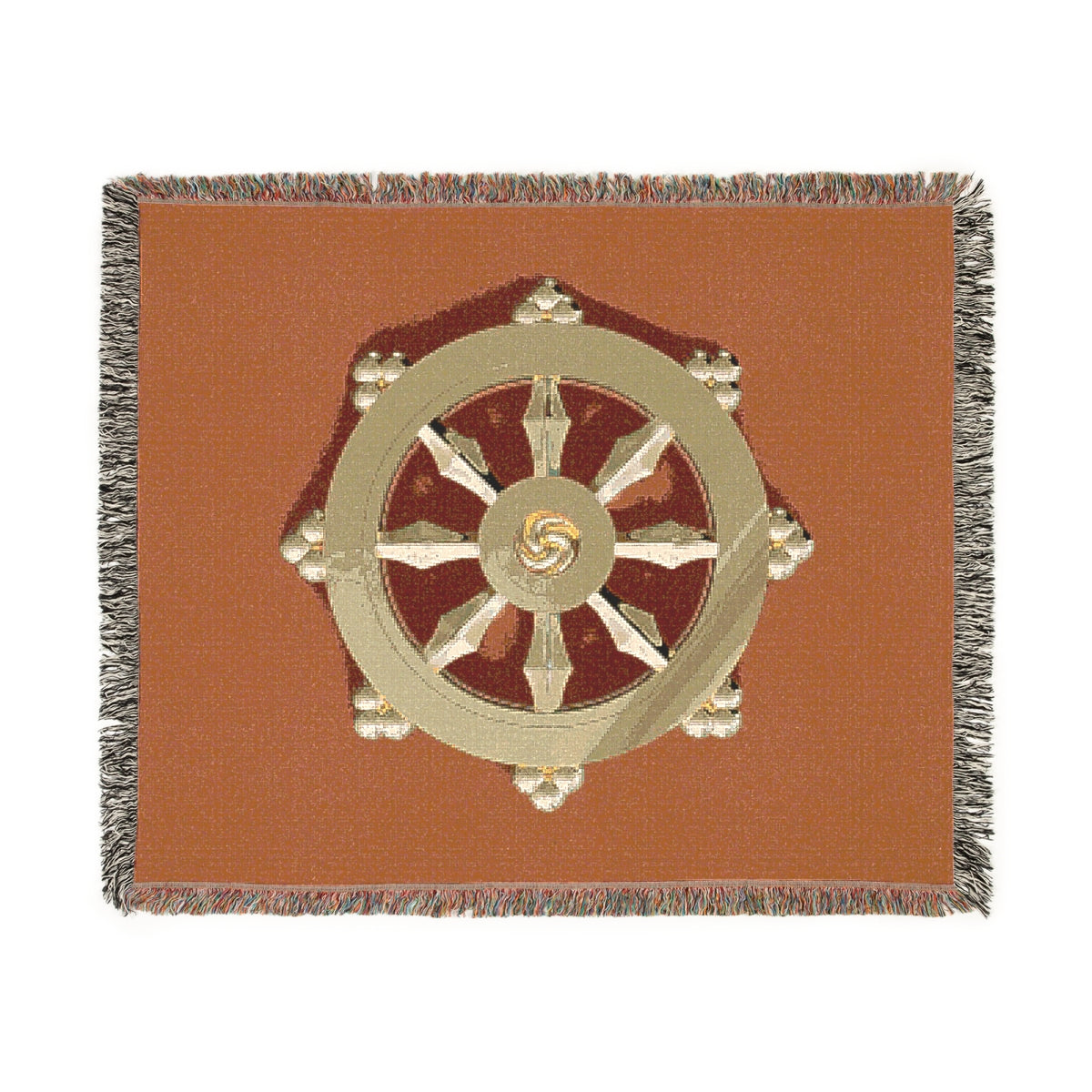 Dharma Wheel Blanket Buddhist Dharmachakra Woven Cotton