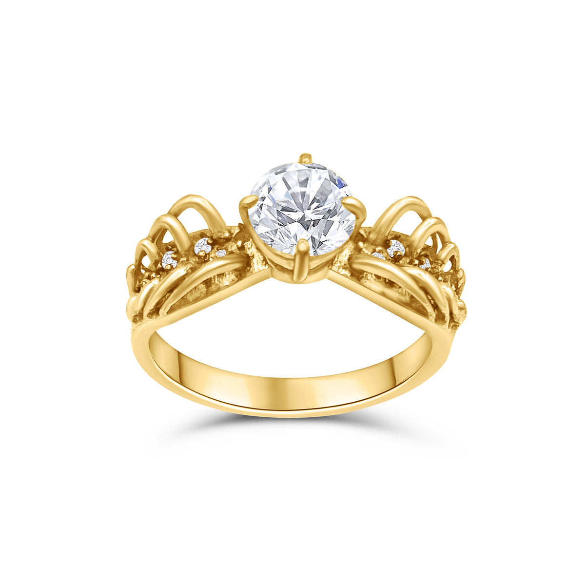 Flocking Gulls man-made diamond cluster ring on a white background