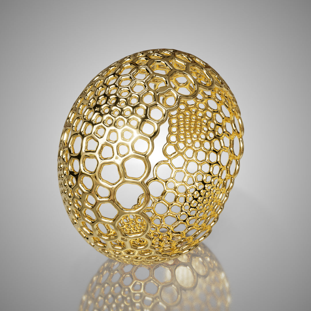 Foam Bangle in gold-plated brass, side view