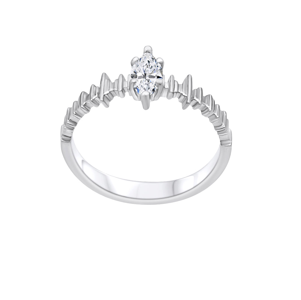 Harmonic Ring No. 2, a unique marquise engagement ring