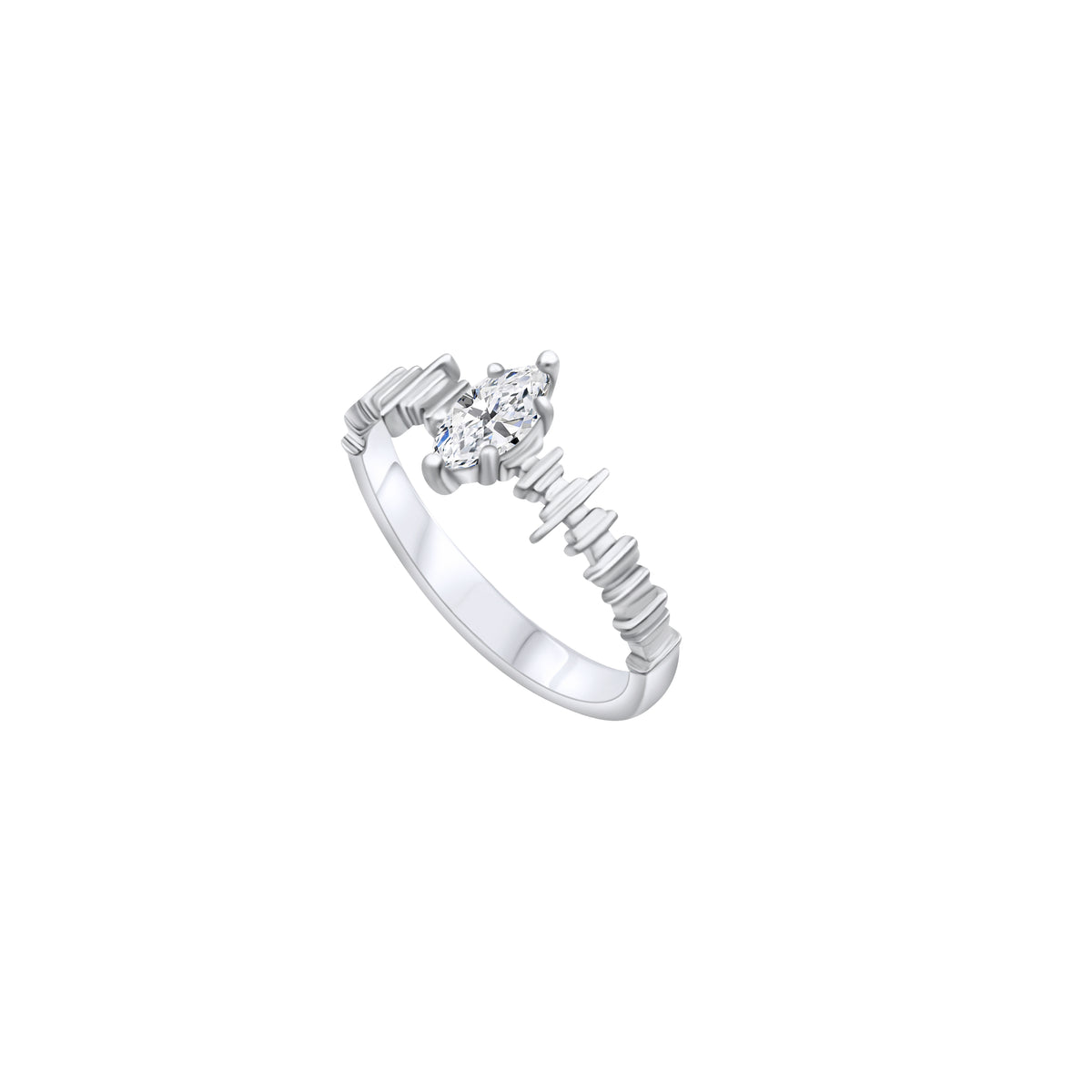Marquise man-made diamond in the Harmonic Ring No. 2 geometric setting