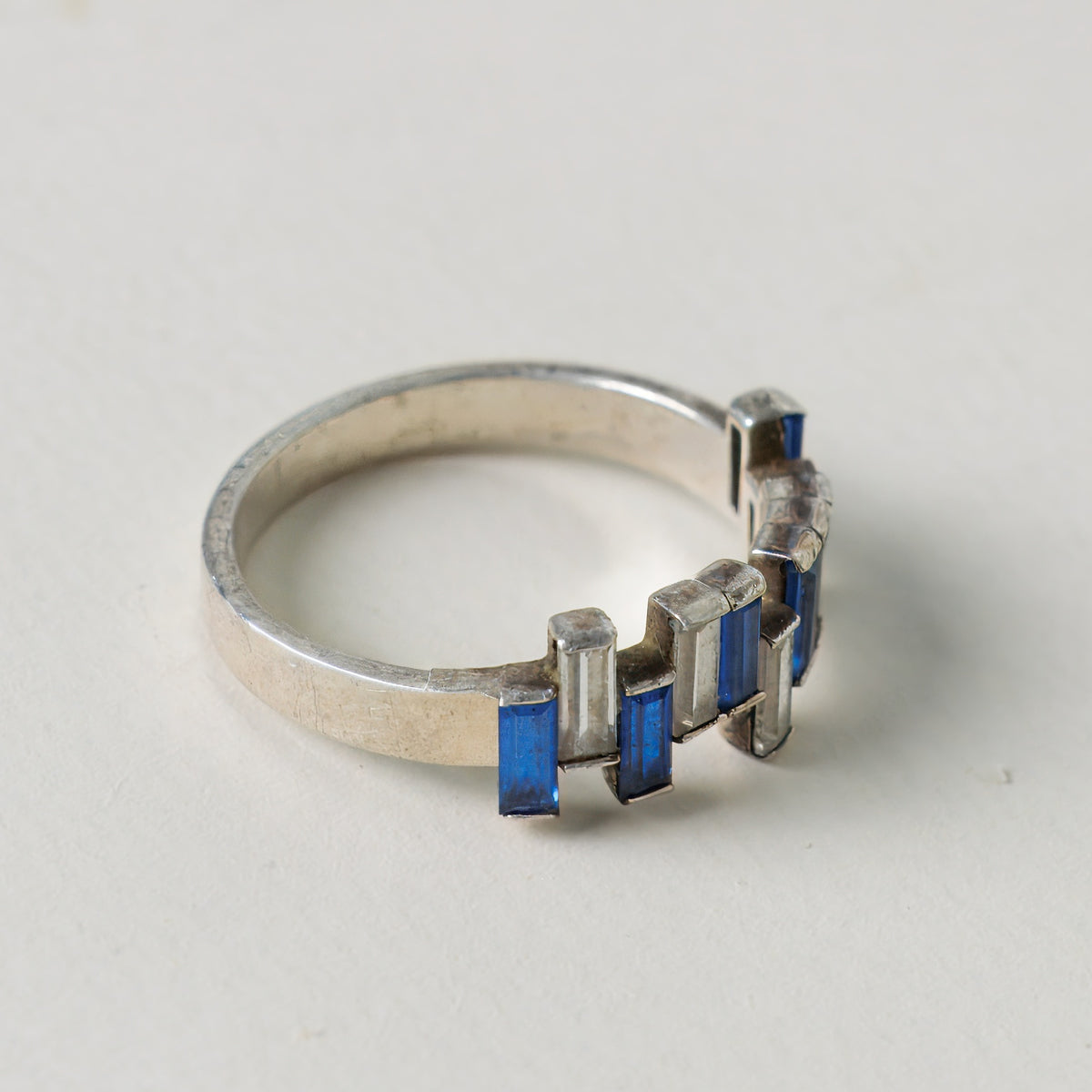 Geometric Jitter Baguette Ring, another view