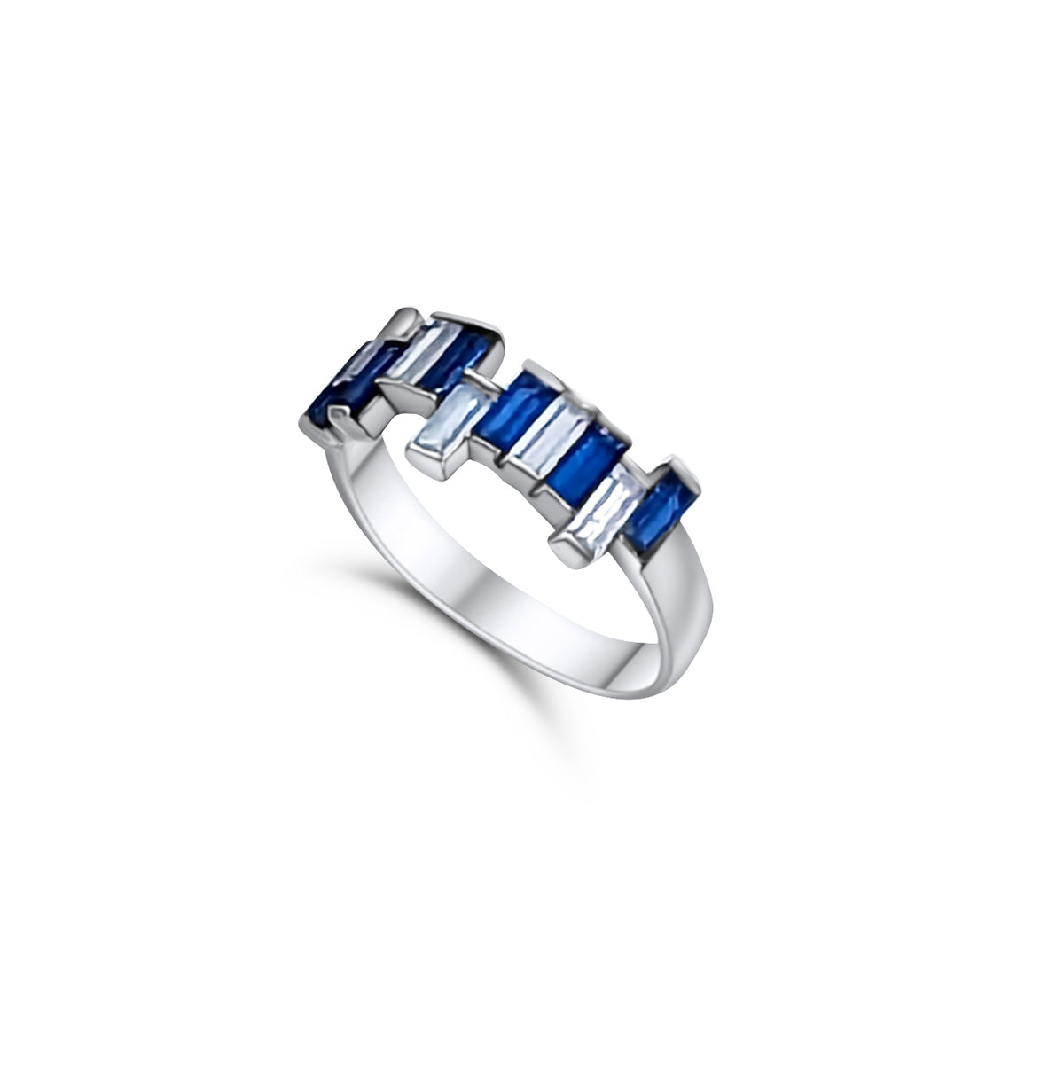 Jitter Baguette Ring, a geometric art deco ring with baguette gemstones, by Baroque++