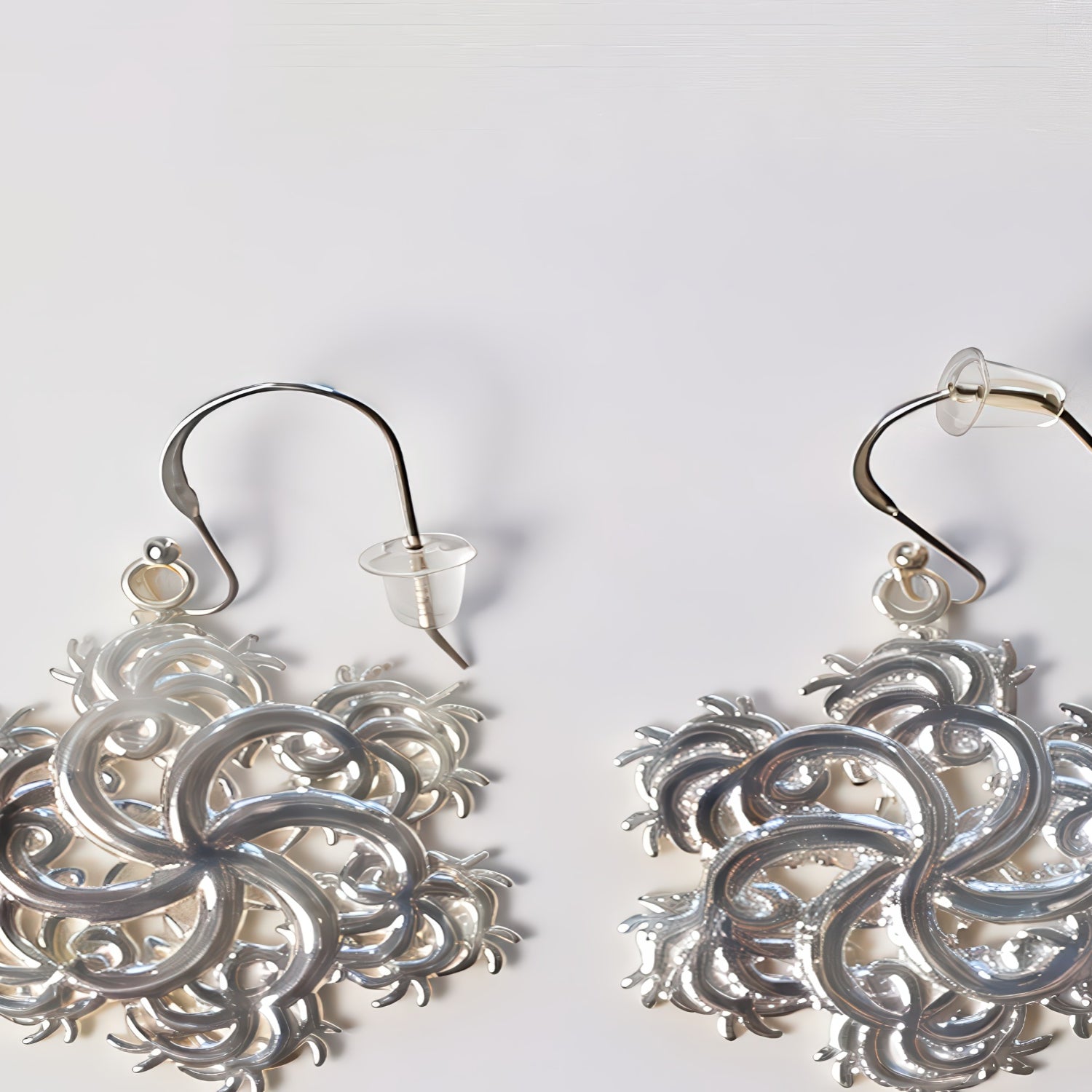 Six-Pointed Earrings Silver