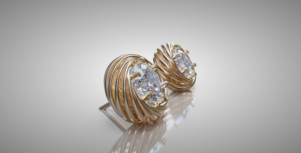 Orbit Diamond Earrings, three-quarter view