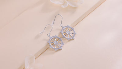 a video of the sterling silver dharma wheel earrings