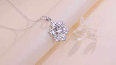 a video of the six-pointed pendant up close and on a model.