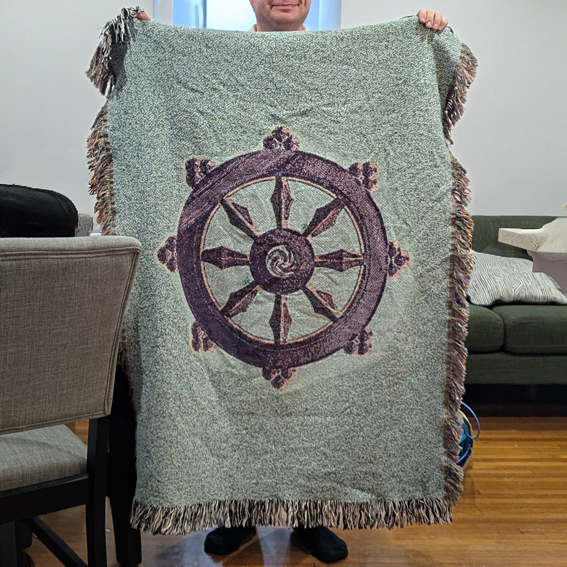 Dharma Wheel Blanket Buddhist Dharmachakra Woven Cotton