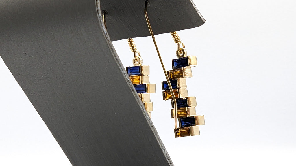 Ukraine flag earrings, alternate view