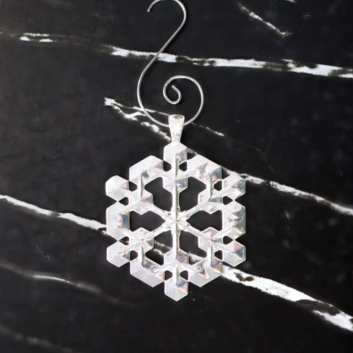 Silver snowflake ornament No. 2, another view