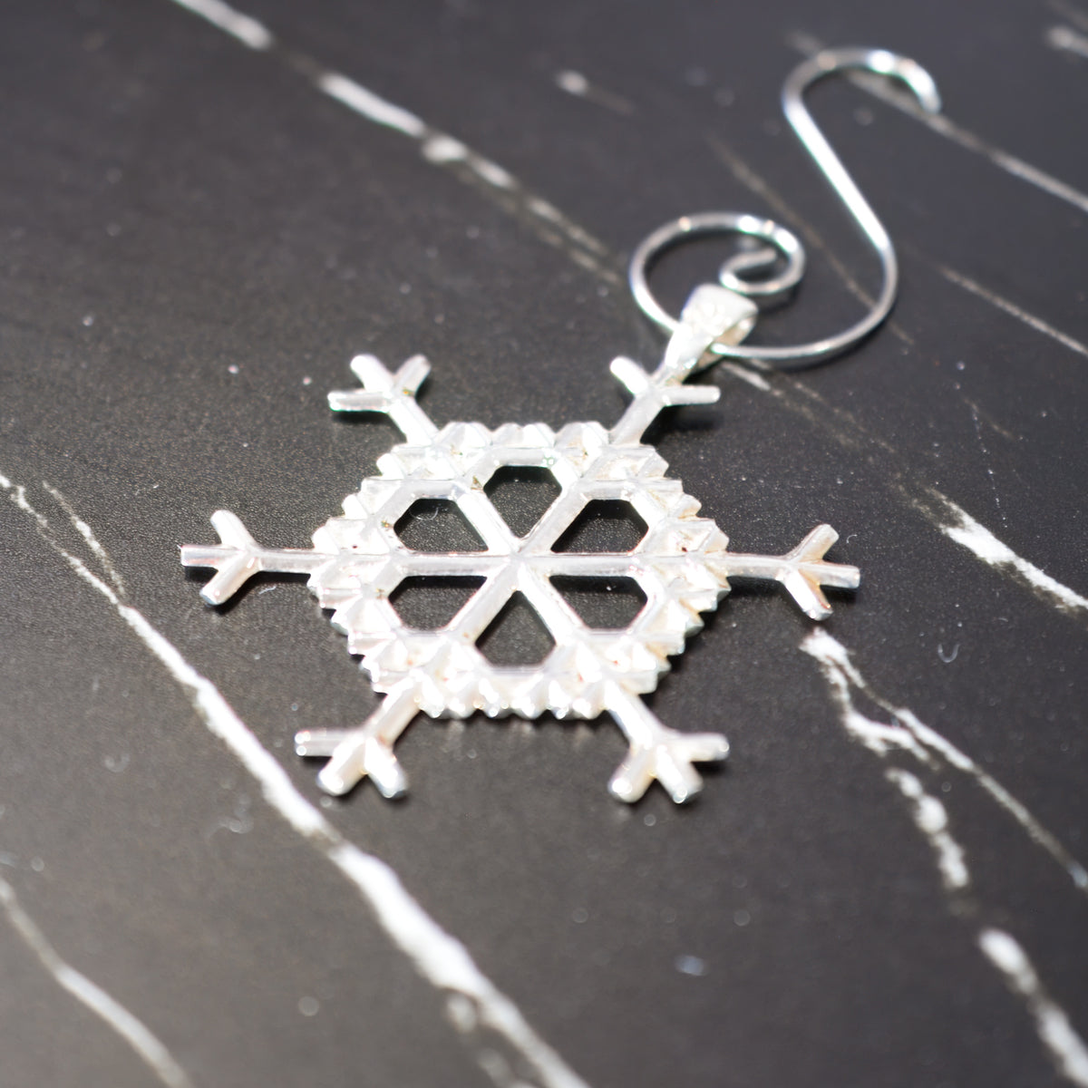 Silver snowflake ornament No. 4, another view