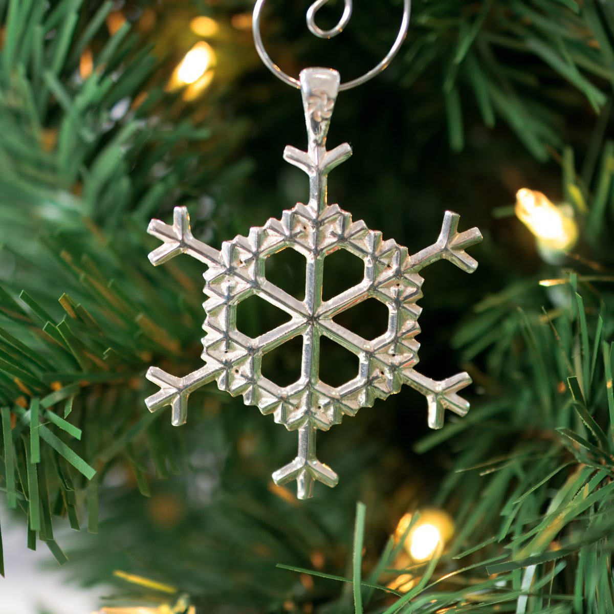 Snowflake Ornament No. 4 in sterling silver, a one-of-a-kind heirloom Christmas ornament, by Baroque++