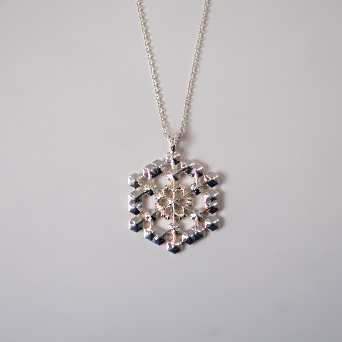 Snowflake Pendant No. 1 in sterling silver, alternate angle